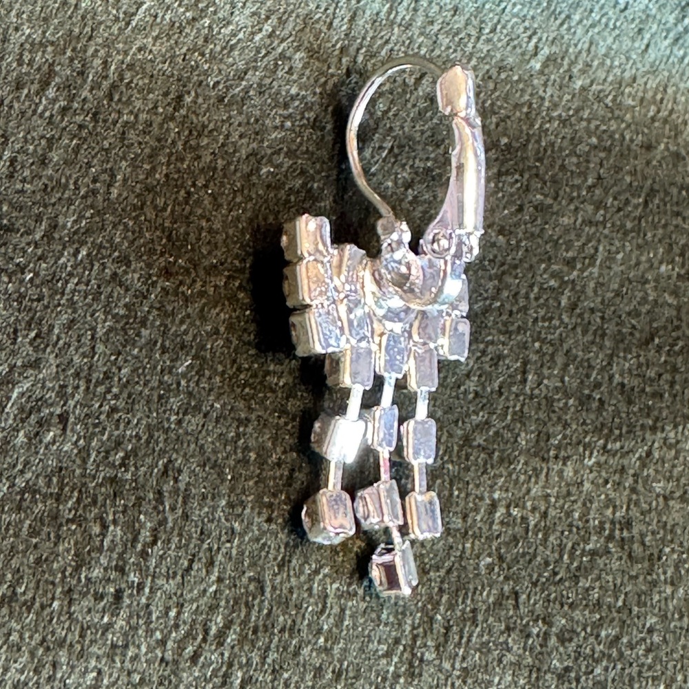 Rhinestone Bow Clip Back Hook Earrings - Picture 2 of 2